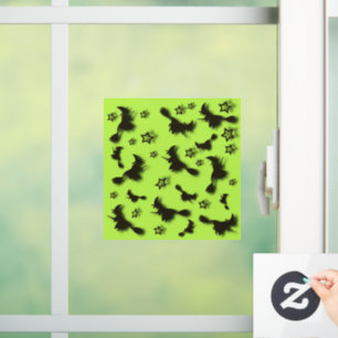 Autocollant Pour Fenêtre Sorcière volante parmi les étoiles à Halloween nui