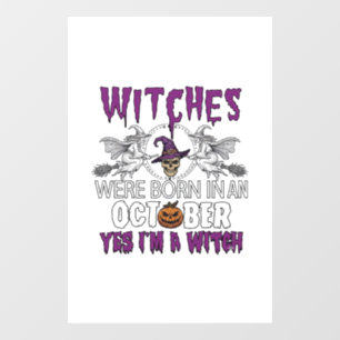 Autocollant Pour Fenêtre Sorcières Octobre Halloween Crâne Chapeau de Sorci