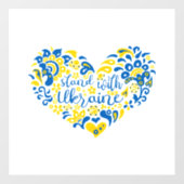 Autocollant Pour Fenêtre Soyez avec l'Ukraine lettrage et coeur (Feuille)