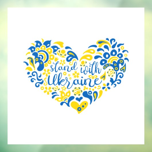 Autocollant Pour Fenêtre Soyez avec l'Ukraine lettrage et coeur (Feuille 3)