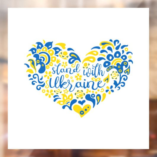 Autocollant Pour Fenêtre Soyez avec l'Ukraine lettrage et coeur (Feuille 2)