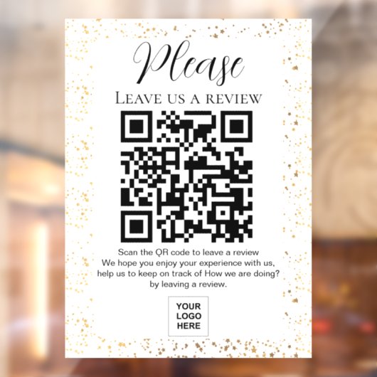 Autocollant Pour Fenêtre Sparkle Laissez-nous un avis QR code (Feuille 2)