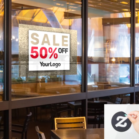 Autocollant Pour Fenêtre Sparkly Parties scintillant Vente Signataire Petit (Fenêtre du restaurant)