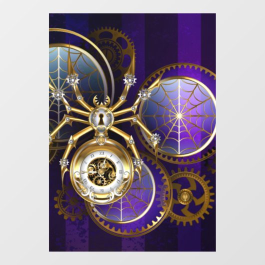 Autocollant Pour Fenêtre Spider Steampunk sur Arrière - plan pourpre (Feuille)