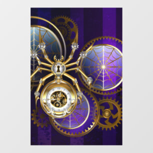 Autocollant Pour Fenêtre Spider Steampunk sur Arrière - plan pourpre