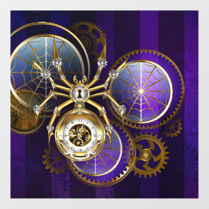 Autocollant Pour Fenêtre Spider Steampunk sur Arrière - plan pourpre