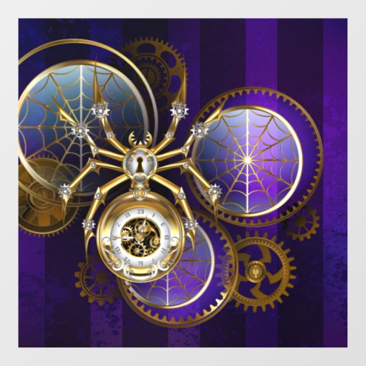 Autocollant Pour Fenêtre Spider Steampunk sur Arrière - plan pourpre (Feuille)