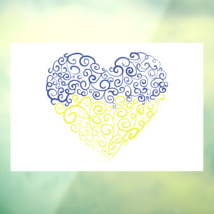 Autocollant Pour Fenêtre Spiral tourbillons mehandi coeur drapeau ukrainien