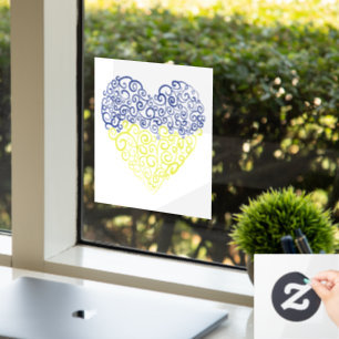 Autocollant Pour Fenêtre Spiral tourbillons mehandi coeur drapeau ukrainien