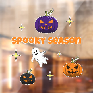 Autocollant Pour Fenêtre Spooky Season Ghost and Pumpkins Window Cling