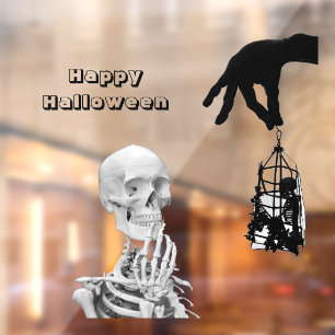 Autocollant Pour Fenêtre Squelette à main Halloween Clôture de fenêtre