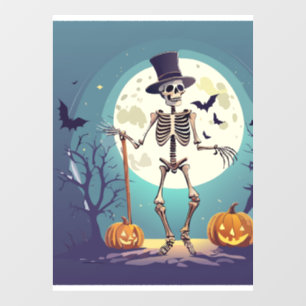 Autocollant Pour Fenêtre Squelette dansant sous la lune Halloween