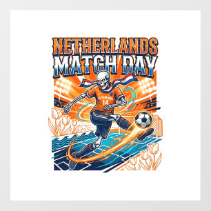 Autocollant Pour Fenêtre Squelette de frappeur de jour de match des Pays-Ba