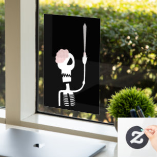 Autocollant Pour Fenêtre squelette d'Halloween avec une épée