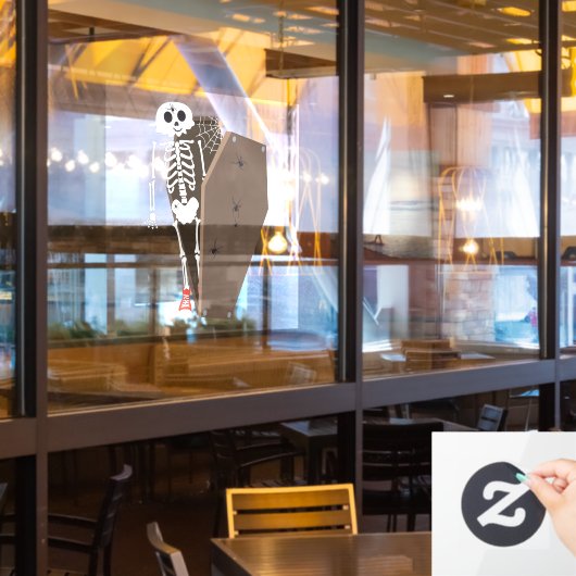 Autocollant Pour Fenêtre Squelette et café Halloween Design (Fenêtre du restaurant)