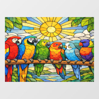 Autocollant Pour Fenêtre Stained-Glass Parrots Home Window Cling