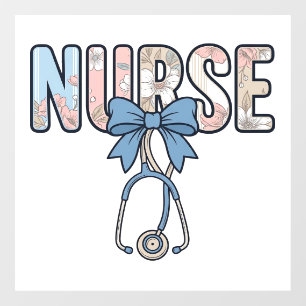 Autocollant Pour Fenêtre Stéthoscope Nurse Bow Floral Vintage