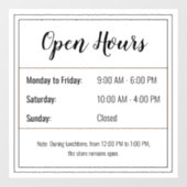 Autocollant Pour Fenêtre Sticker Heures d'ouverture : Customisez votre prog (Feuille)