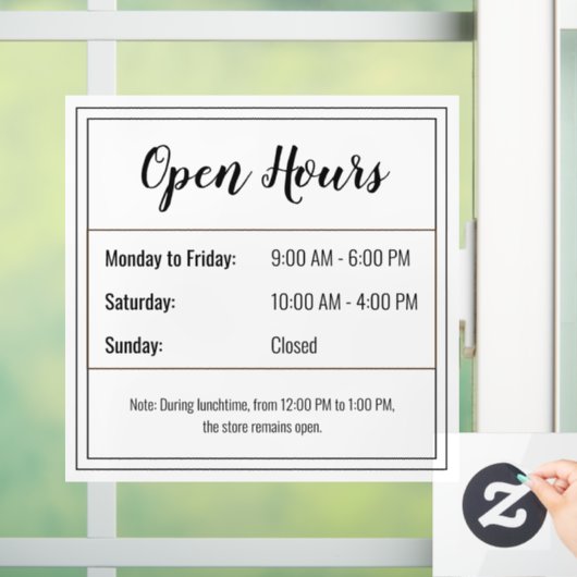 Autocollant Pour Fenêtre Sticker Heures d'ouverture : Customisez votre prog (Maison)