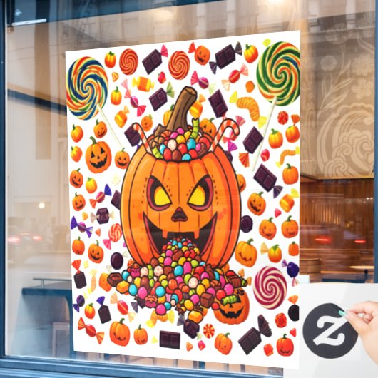 Autocollant Pour Fenêtre Stickers Halloween Citrouilles brillants (Fenêtre de café)