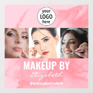 Autocollant Pour Fenêtre Studio de Maquillage Photo Logo Corail Rose Rougis