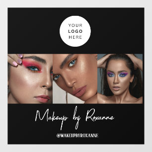 Autocollant Pour Fenêtre Studio de Maquillage Photo Logo Script Noir Blanc