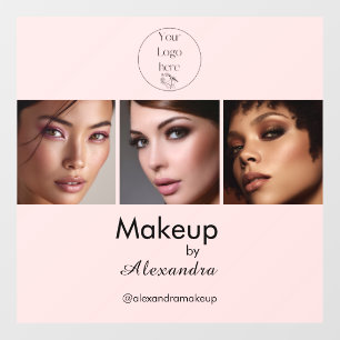 Autocollant Pour Fenêtre Studio de Maquillage Photo Logo Script Rose Pâle