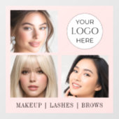 Autocollant Pour Fenêtre Studio de Maquillage Photo Logo Script Rose Rouge (Feuille)