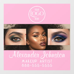 Autocollant Pour Fenêtre Studio de Maquillage Photo Logo Script Rose Rougeu