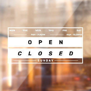 Autocollant Pour Fenêtre Style de calendrier Heures d'ouverture de l'entrep