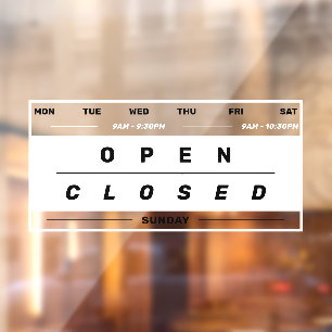 Autocollant Pour Fenêtre Style de calendrier Heures d'ouverture de l'entrep