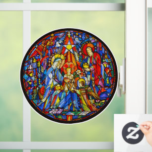 Autocollant Pour Fenêtre Style Nativité Peint Verre
