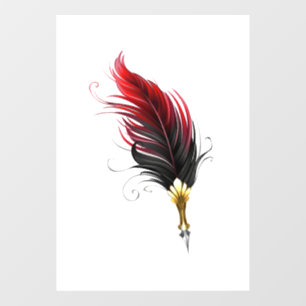 Autocollant Pour Fenêtre Stylo rouge en plumes avec nib or