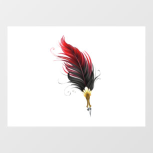 Autocollant Pour Fenêtre Stylo rouge en plumes avec nib or