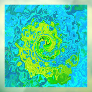 Autocollant Pour Fenêtre Super Chartreuse et Aquamarine Liquide Swirl