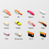 Autocollant Pour Fenêtre Sushi Japonais Nourriture Japonaise Poisson Japona (Feuille)