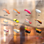 Autocollant Pour Fenêtre Sushi Japonais Nourriture Japonaise Poisson Japona (Feuille 2)