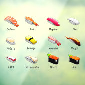 Autocollant Pour Fenêtre Sushi Japonais Nourriture Japonaise Poisson Japona (Feuille 3)