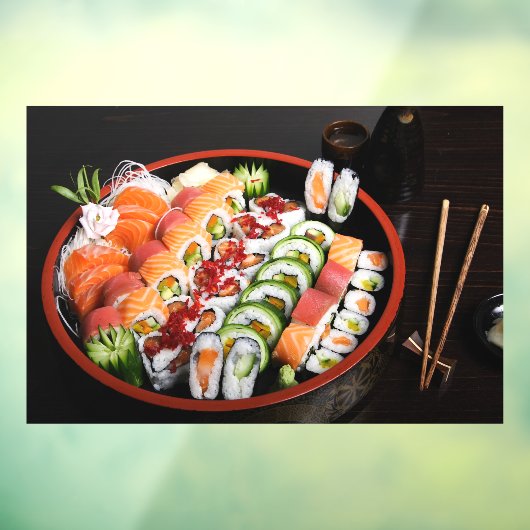 Autocollant Pour Fenêtre Sushi Poisson Riz Japonais Thon Sashimi (Feuille 3)