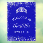Autocollant Pour Fenêtre Sweet 16 royal bleu argent parties scintillant bie (Feuille 3)