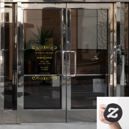 Autocollant Pour Fenêtre Swirl Elegant Business Heures d'ouverture (Porte de bureau)