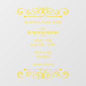 Autocollant Pour Fenêtre Swirl Elegant Business Heures d'ouverture (Feuille)