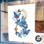 Autocollant Pour Fenêtre Symbol Infinity of Blue Morpho Butterflies (Fenêtre de café)