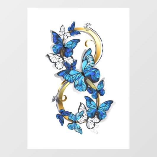 Autocollant Pour Fenêtre Symbol Infinity of Blue Morpho Butterflies (Feuille)