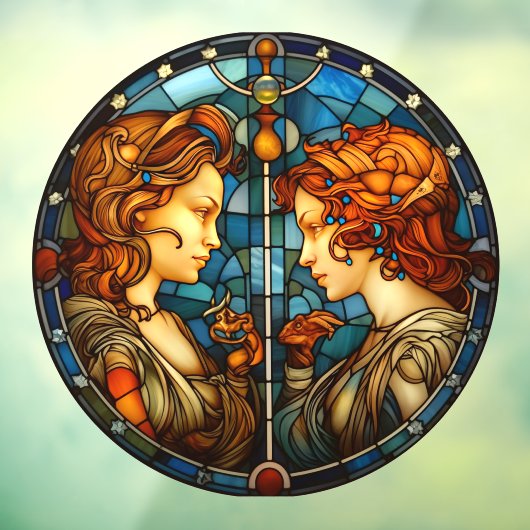 Autocollant Pour Fenêtre Symbole Gemini Zodiac Faux Vitre Tiré Clouer la fe (Feuille 3)