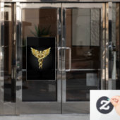 Autocollant Pour Fenêtre Symbole Polygonal Or Caduceus (Porte de bureau)