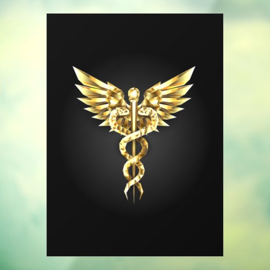 Autocollant Pour Fenêtre Symbole Polygonal Or Caduceus (Feuille 3)