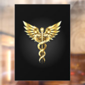 Autocollant Pour Fenêtre Symbole Polygonal Or Caduceus (Feuille 2)