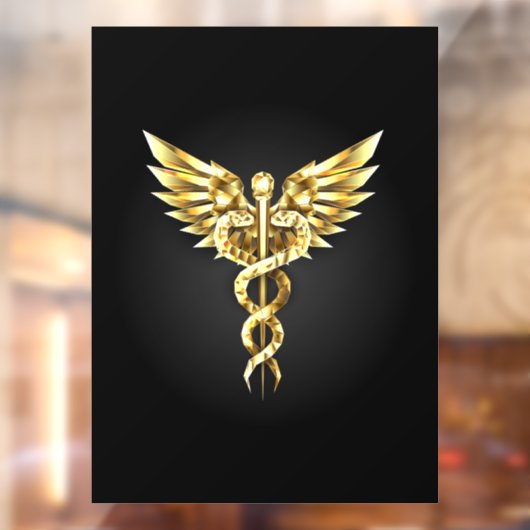 Autocollant Pour Fenêtre Symbole Polygonal Or Caduceus (Feuille 2)