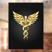 Autocollant Pour Fenêtre Symbole Polygonal Or Caduceus (Feuille 2)